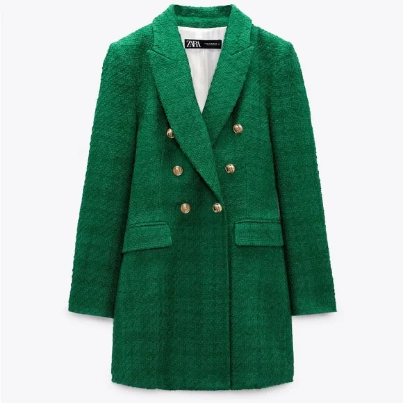 green emerald velvet dress Zara Green Blazer Dress Size L 12 – Follow The Clothes